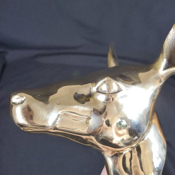 VTG Solid Brass Deer Head Wall Mount Polished Brass Stag Sculpture Rustic Lodge - Picture 14 of 14